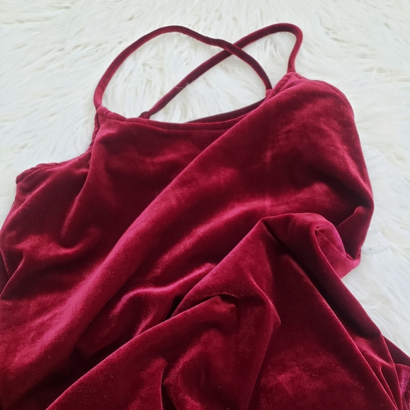 Vintage 1990s Red Velvet Evening Dress - Picture 4 of 4